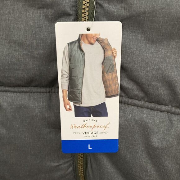 Weatherproof Men’s Flannel Lined Puffer Vest GREEN LARGE - Picture 3 of 16